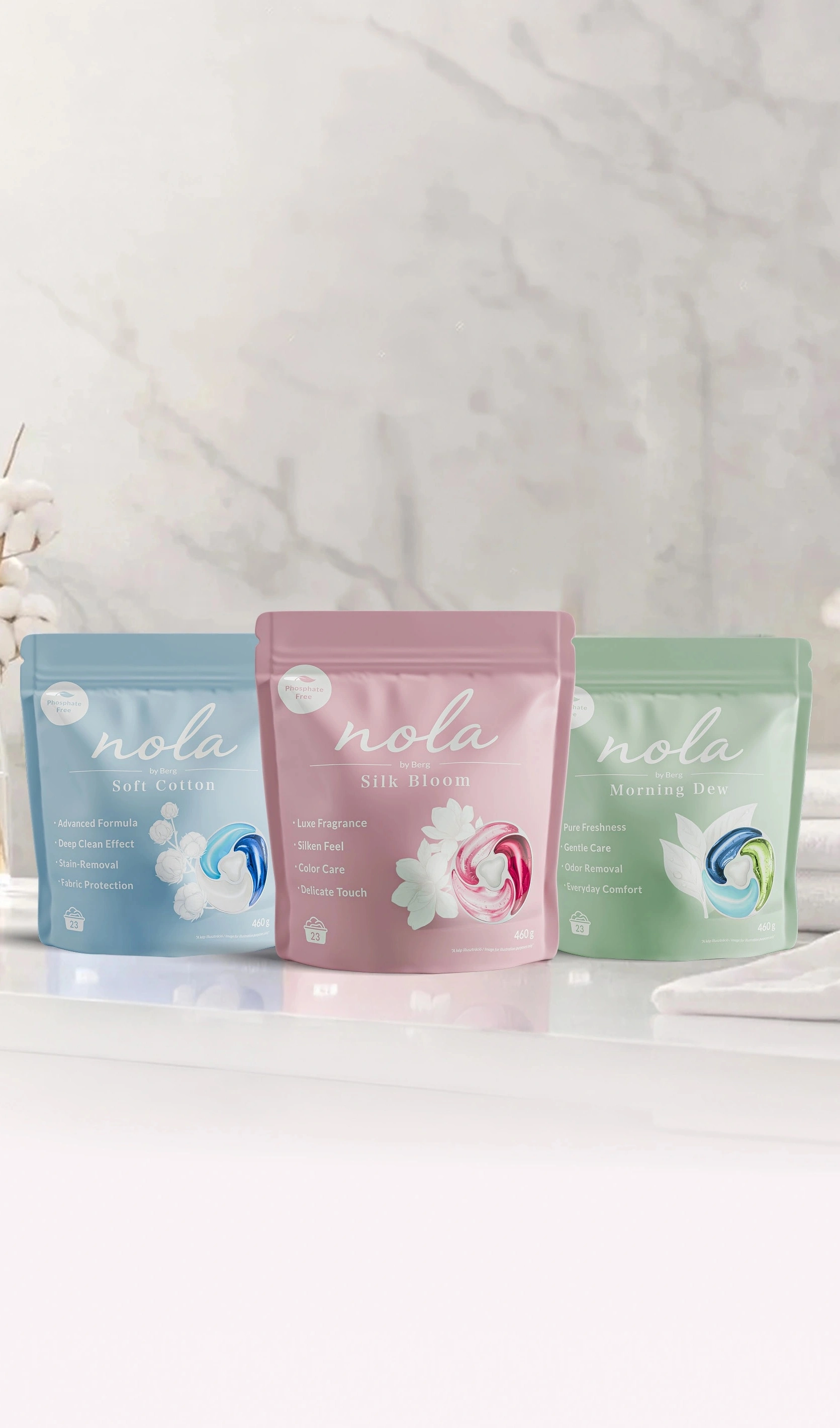 Nola mosókapszulák – Soft Cotton, Morning Dew, Silk Bloom